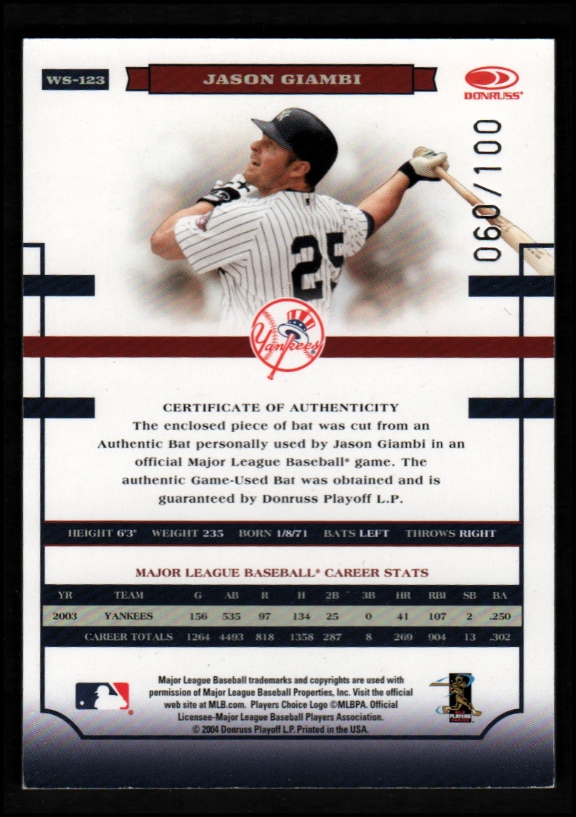 2004 Donruss World Series Material Bat YOU PICK - Picture 27 of 37