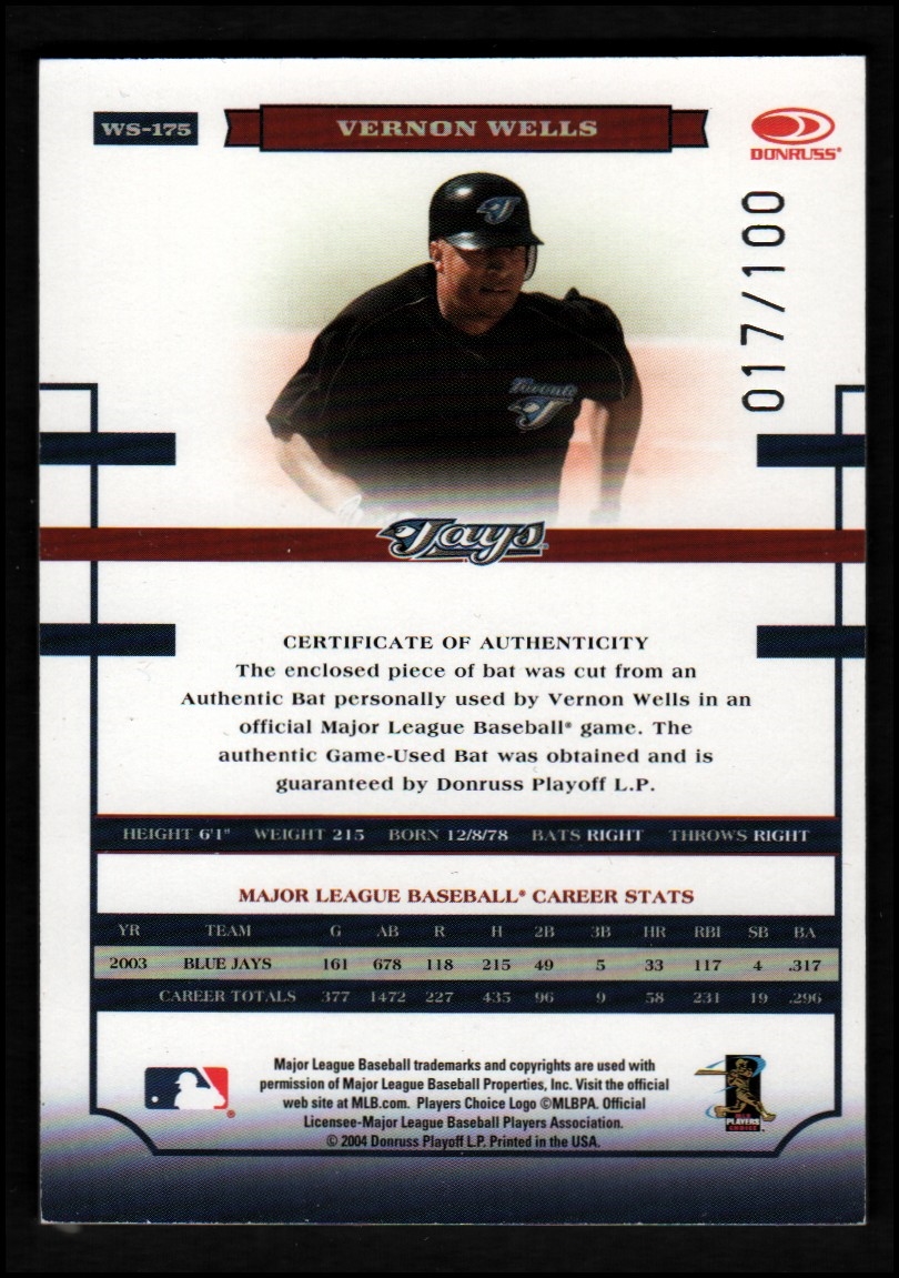 2004 Donruss World Series Material Bat YOU PICK - Picture 37 of 37