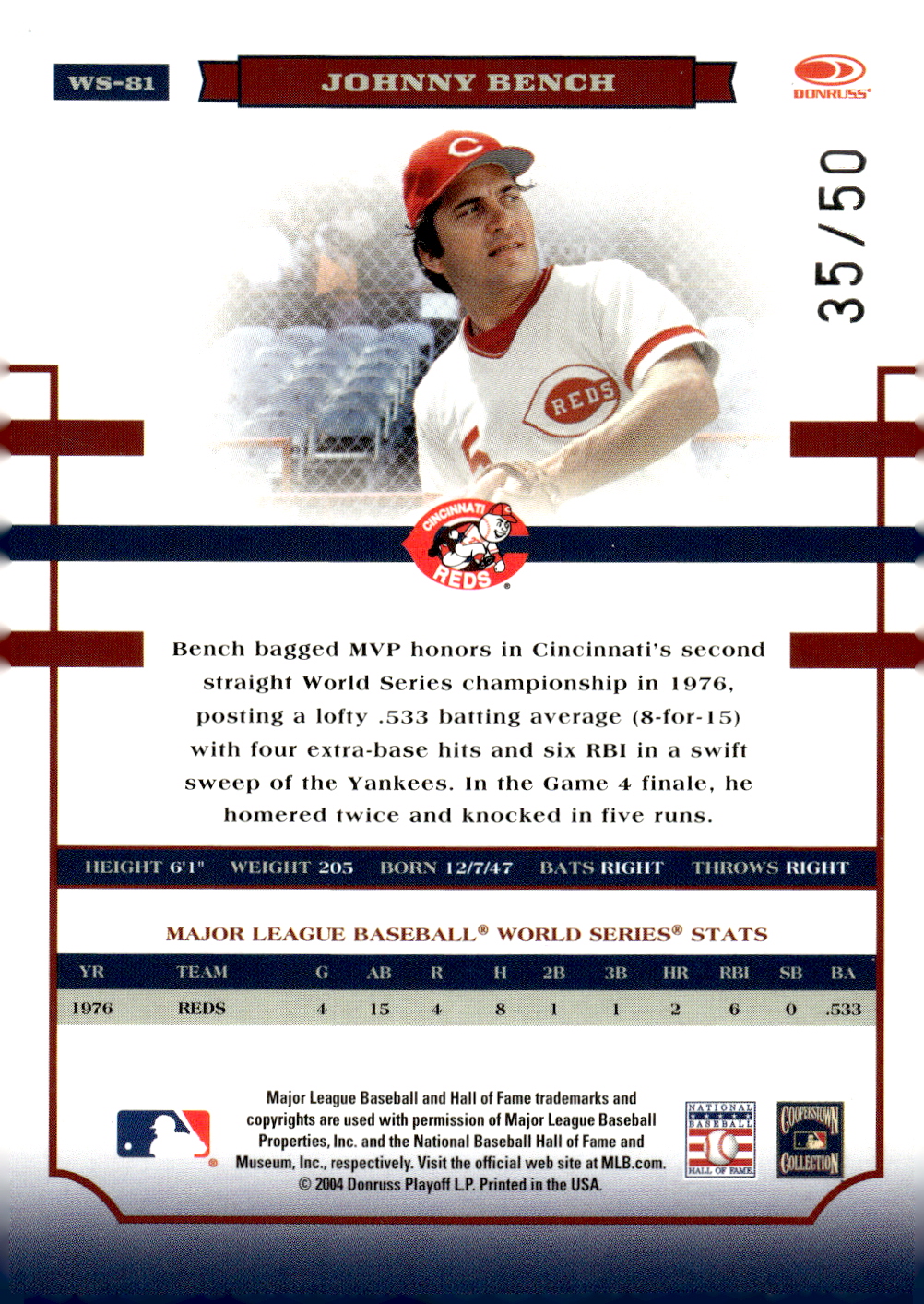 2004 DONRUSS WORLD SERIES BLUE HOLOFOIL 50 BASEBALL ASSORTED SINGLES U-PICK - Picture 11 of 11