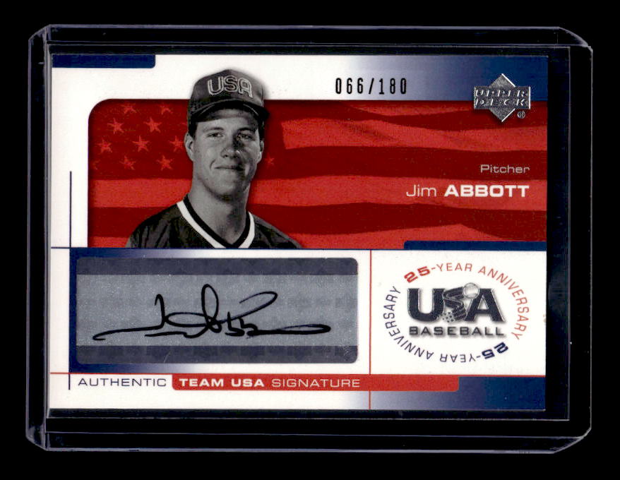 2004 USA Baseball 25th Anniversary Signatures Black Ink #ABB Jim Abbott/180