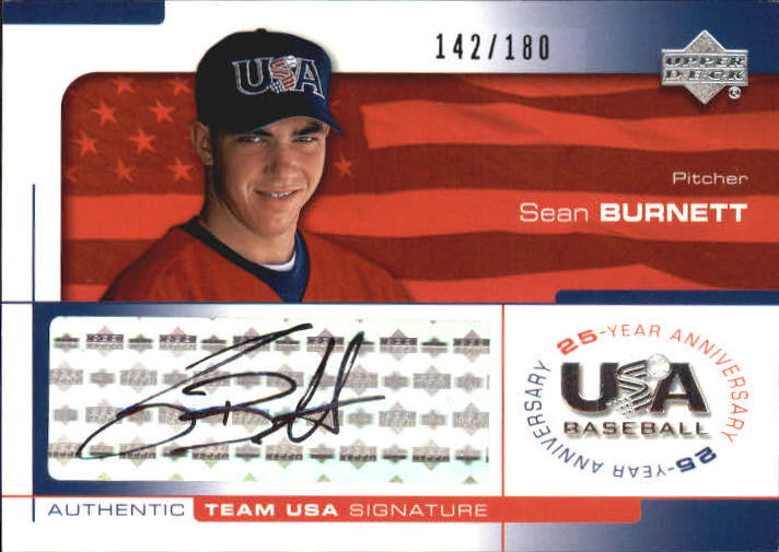 2004 USA Baseball 25th Anniversary Signatures Black Ink #BU Sean Burnett/180
