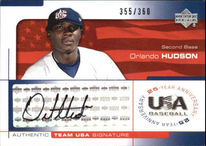 2004 USA Baseball 25th Anniversary Signatures Black Ink #HUD Orlando Hudson/360