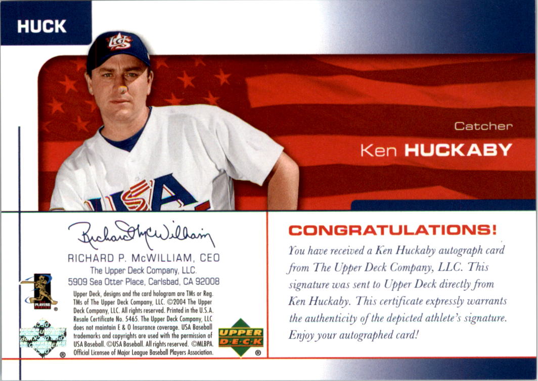 2004 USA Baseball 25th Anniversary Signatures Black Ink #HUCK Ken Huckaby/360 back image