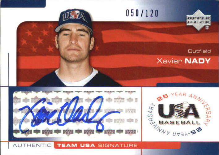 2004 USA Baseball 25th Anniversary Signatures Blue Ink #NADY Xavier Nady/120