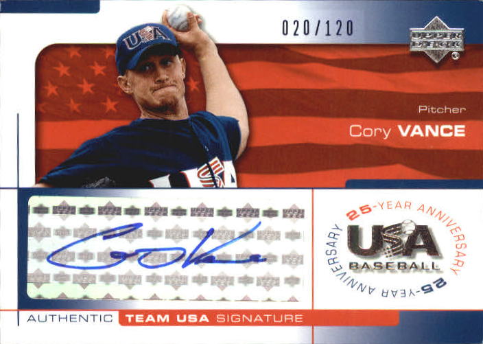 2004 USA Baseball 25th Anniversary Signatures Blue Ink #VAN Cory Vance/120