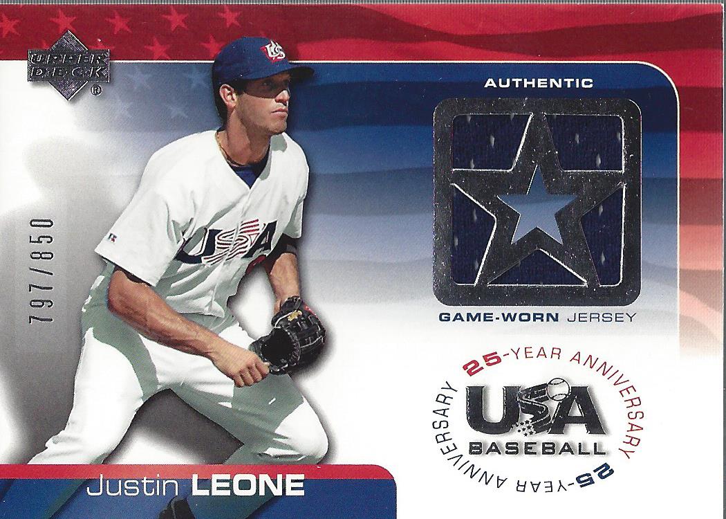 2004 USA Baseball 25th Anniversary Game Jersey #JL Justin Leone/850