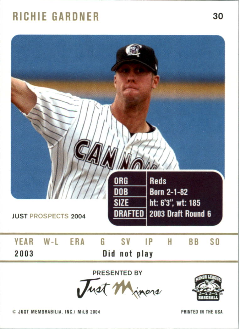 2004 Just Prospects #30 Richie Gardner back image