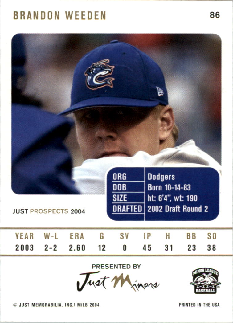 2004 Just Prospects #86 Brandon Weeden back image