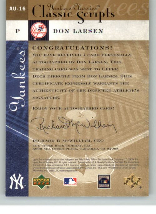 2004 UD YANKEES CLASSICS SCRIPTS BASEBALL ASSORTED SINGLES U-PICK - Picture 25 of 105