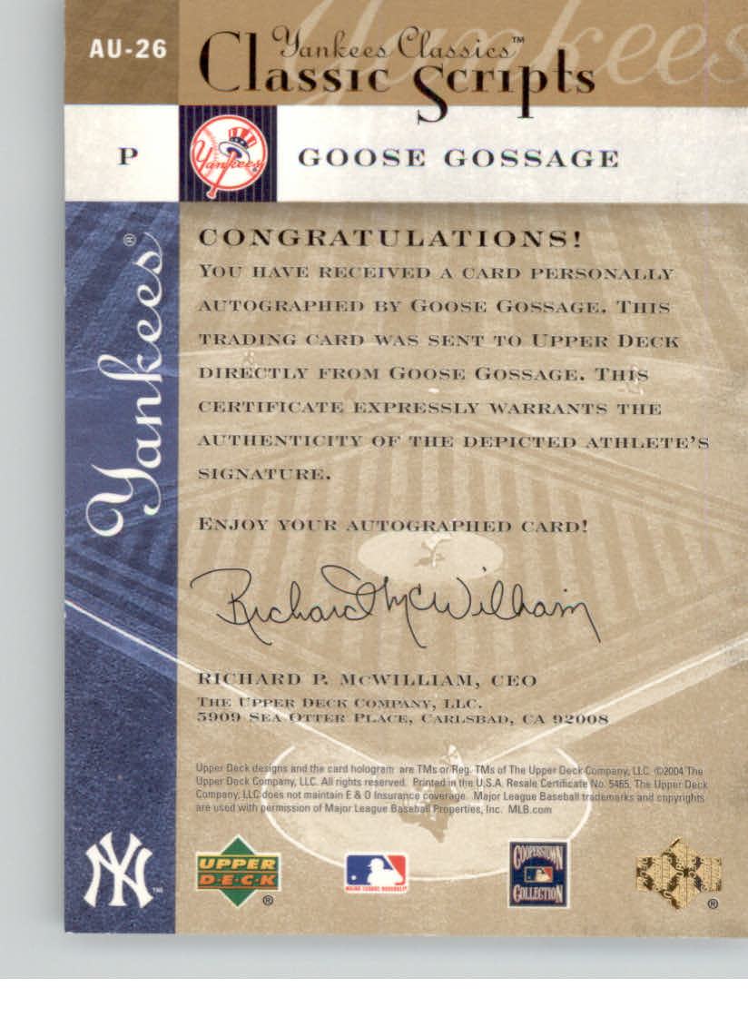 2004 UD YANKEES CLASSICS SCRIPTS BASEBALL ASSORTED SINGLES U-PICK - Picture 39 of 105