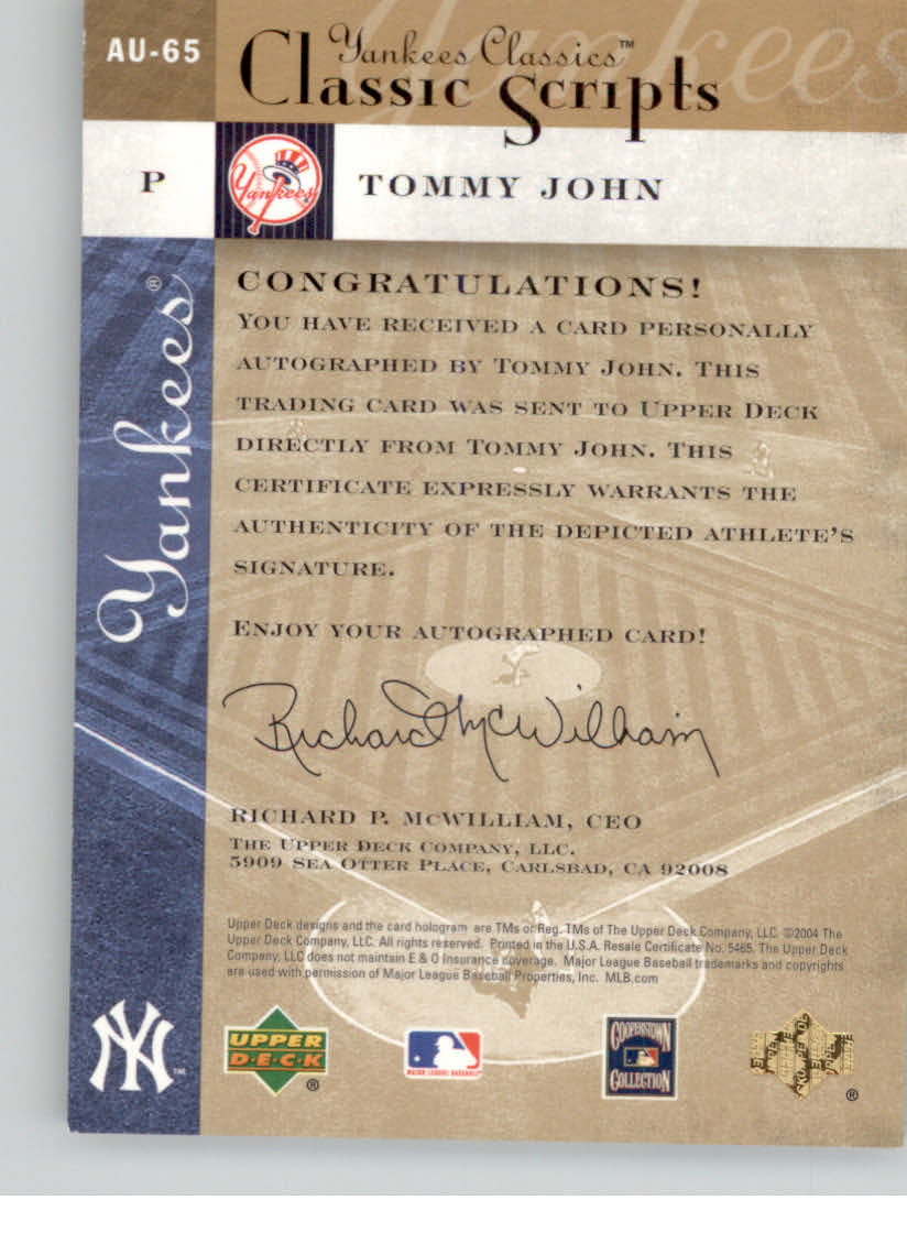 2004 UD YANKEES CLASSICS SCRIPTS BASEBALL ASSORTED SINGLES U-PICK - Picture 105 of 105