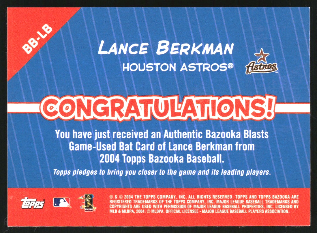 2004 Bazooka Blasts Bat Relics #LB Lance Berkman B