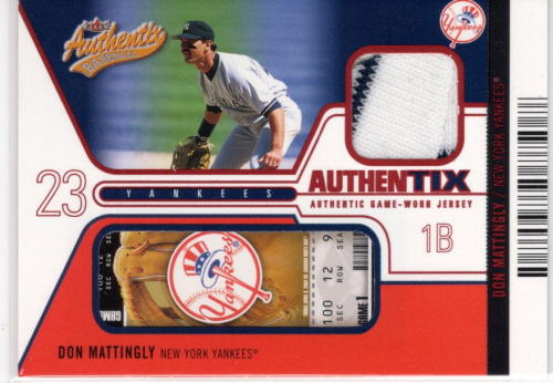2004 Fleer Authentix Yankees Game Used Unripped #DM Don Mattingly Jsy