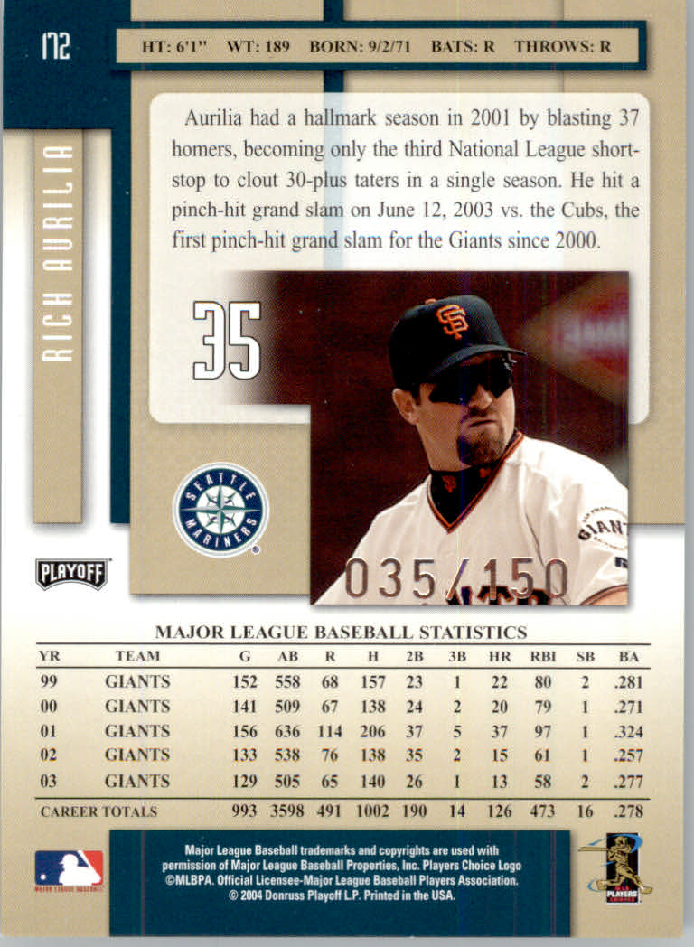 2004 Playoff Prestige Baseball "Xtra Bases" Parallel Cards - Bild 7 von 11