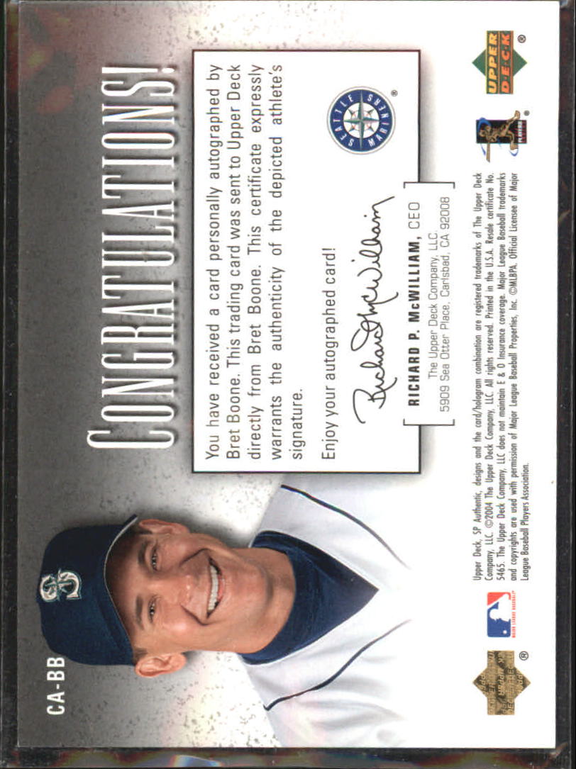 2004 SP Authentic Chirography Silver #BB Bret Boone back image