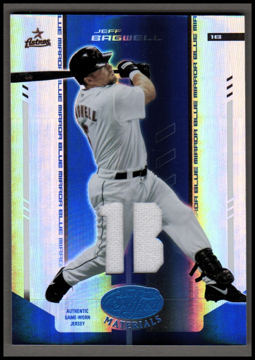 2004 Leaf Certified Materials Mirror Fabric Blue Position #91 Jeff Bagwell Jsy
