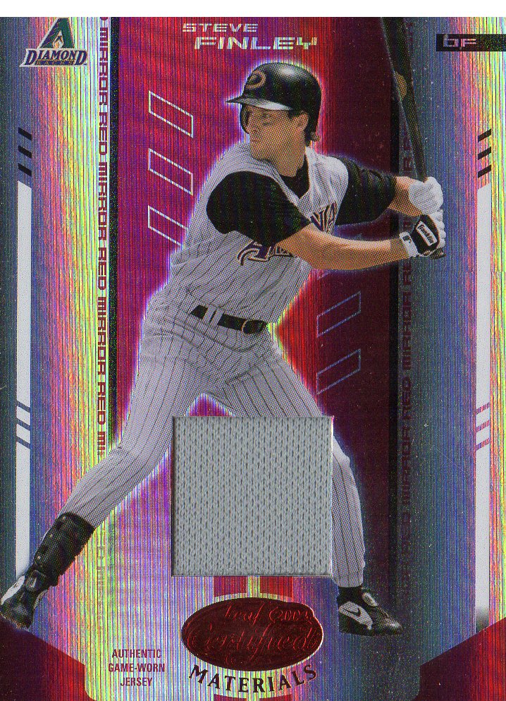 2004 Leaf Certified Materials Mirror Fabric Red #179 Steve Finley Jsy/250