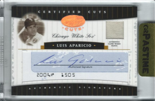 2004 Leaf Certified Cuts Check Signature Material Blue #43 Luis Aparicio Pants/50
