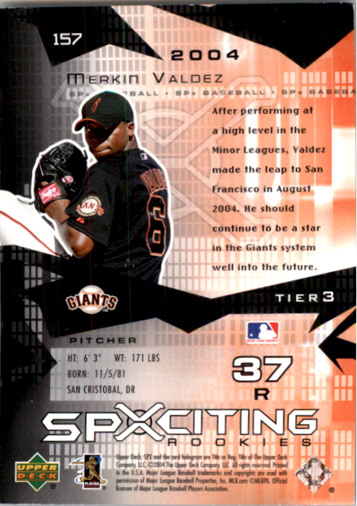 2004 SPx Spectrum #157 Merkin Valdez back image