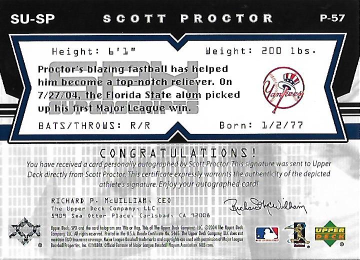2004 SPx SuperScripts Rookies #SP Scott Proctor back image