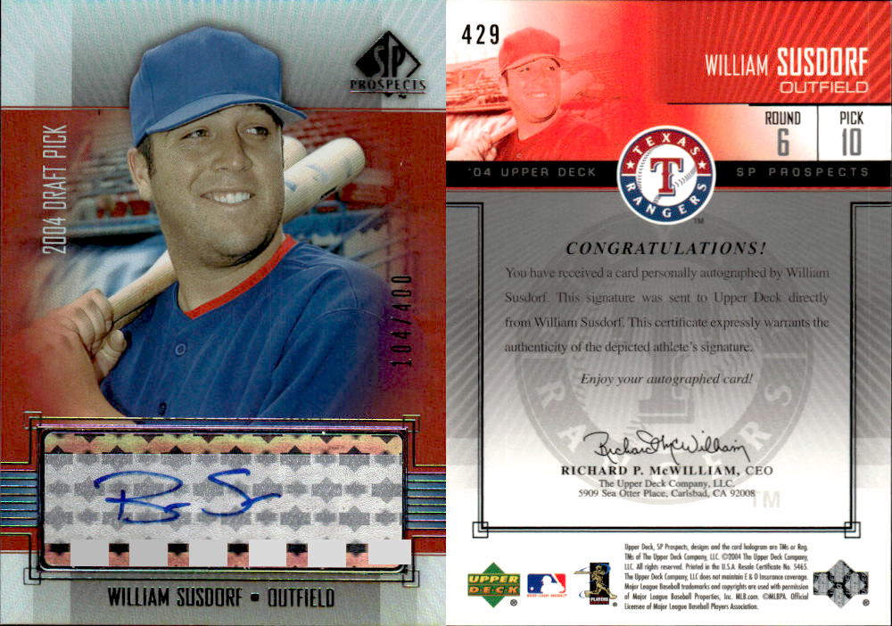 2004 SP Prospects #429 William Susdorf AU/400 RC