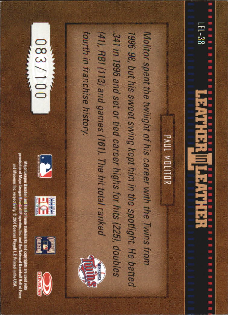 2004 Leather and Lumber Leather in Leather Silver #38  Paul Molitor SH
