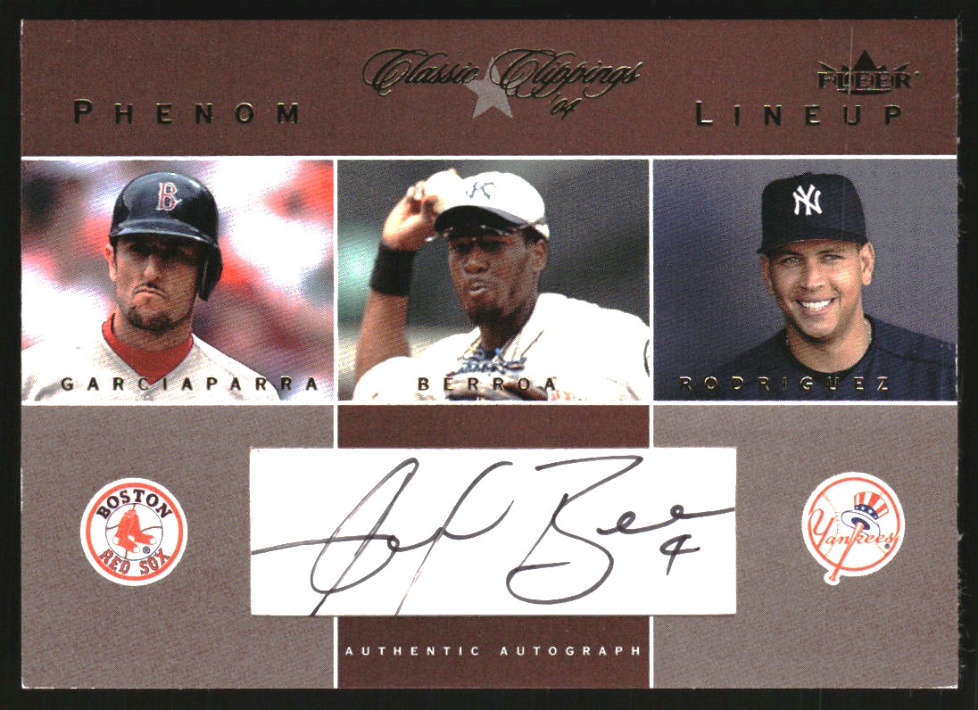 2004 Classic Clippings Phenom Lineup Autograph Gold #AB A.Berroa w/Nomar-A.Rod