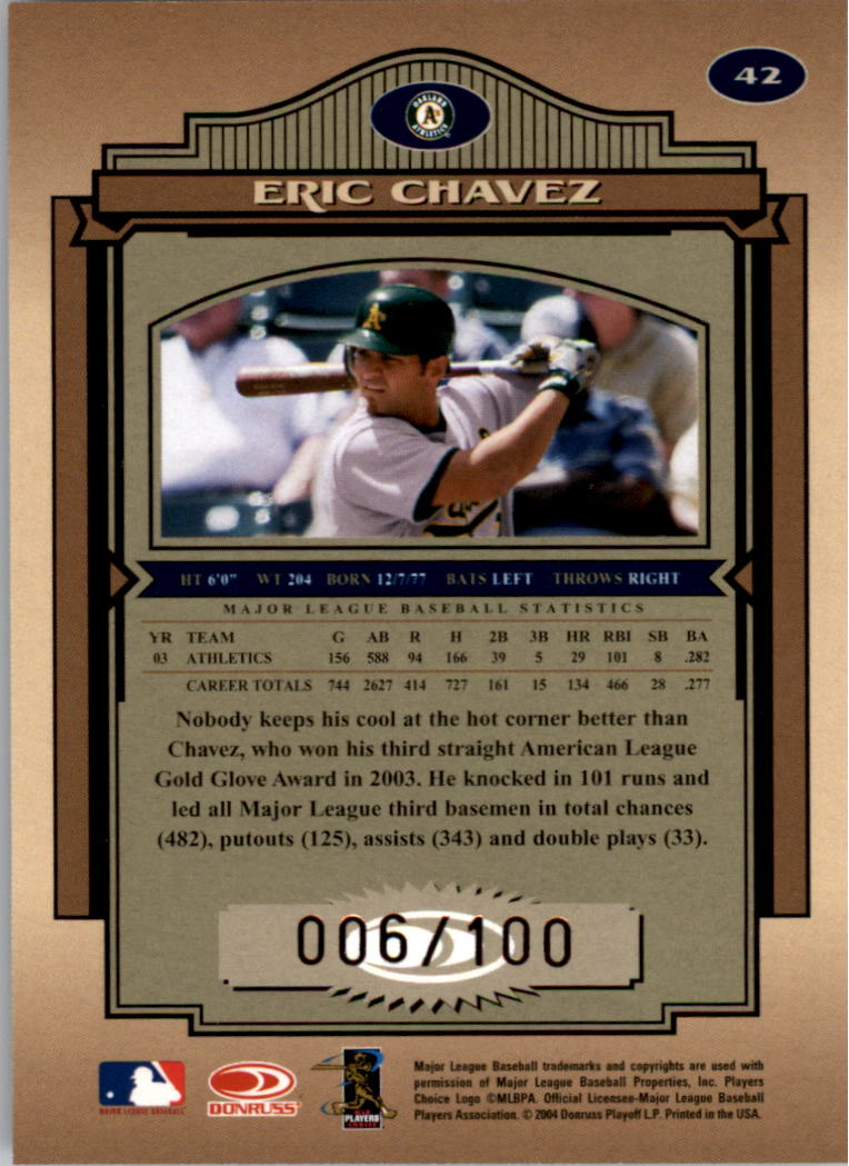 2004 Timeless Treasures Bronze #42 Eric Chavez back image