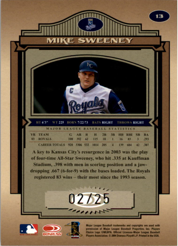 2004 Timeless Treasures Silver #13 Mike Sweeney back image