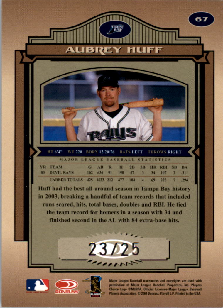 2004 Timeless Treasures Silver #67 Aubrey Huff back image