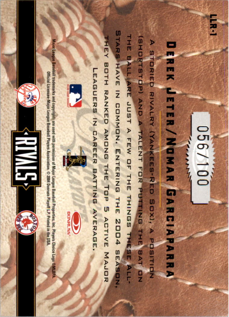 2004 Leather and Lumber Rivals Silver #1 D.Jeter/N.Garciaparra back image