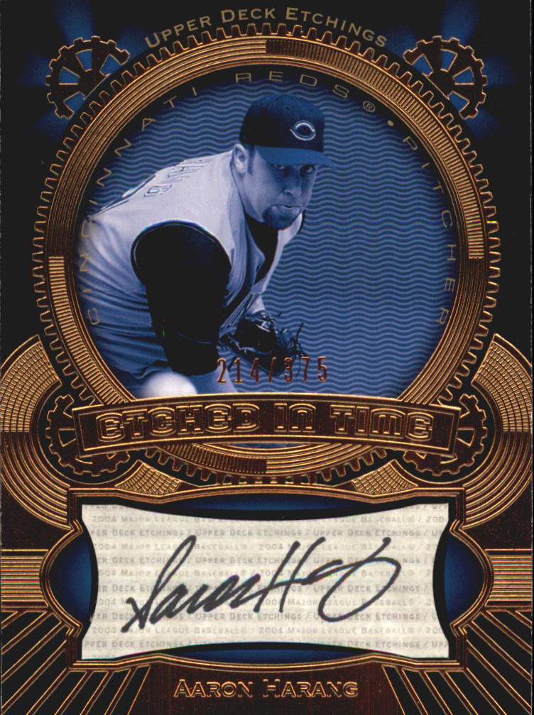 2004 Upper Deck Etchings Etched in Time Autograph Black #AH Aaron Harang/375