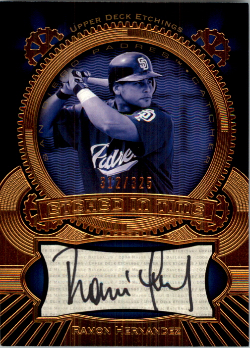 2004 Upper Deck Etchings Etched in Time Autograph Black #HE Ramon Hernandez/325