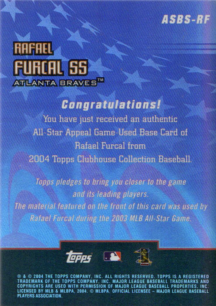 2004 Topps Clubhouse All-Star Appeal Relics Base #RF Rafael Furcal back image
