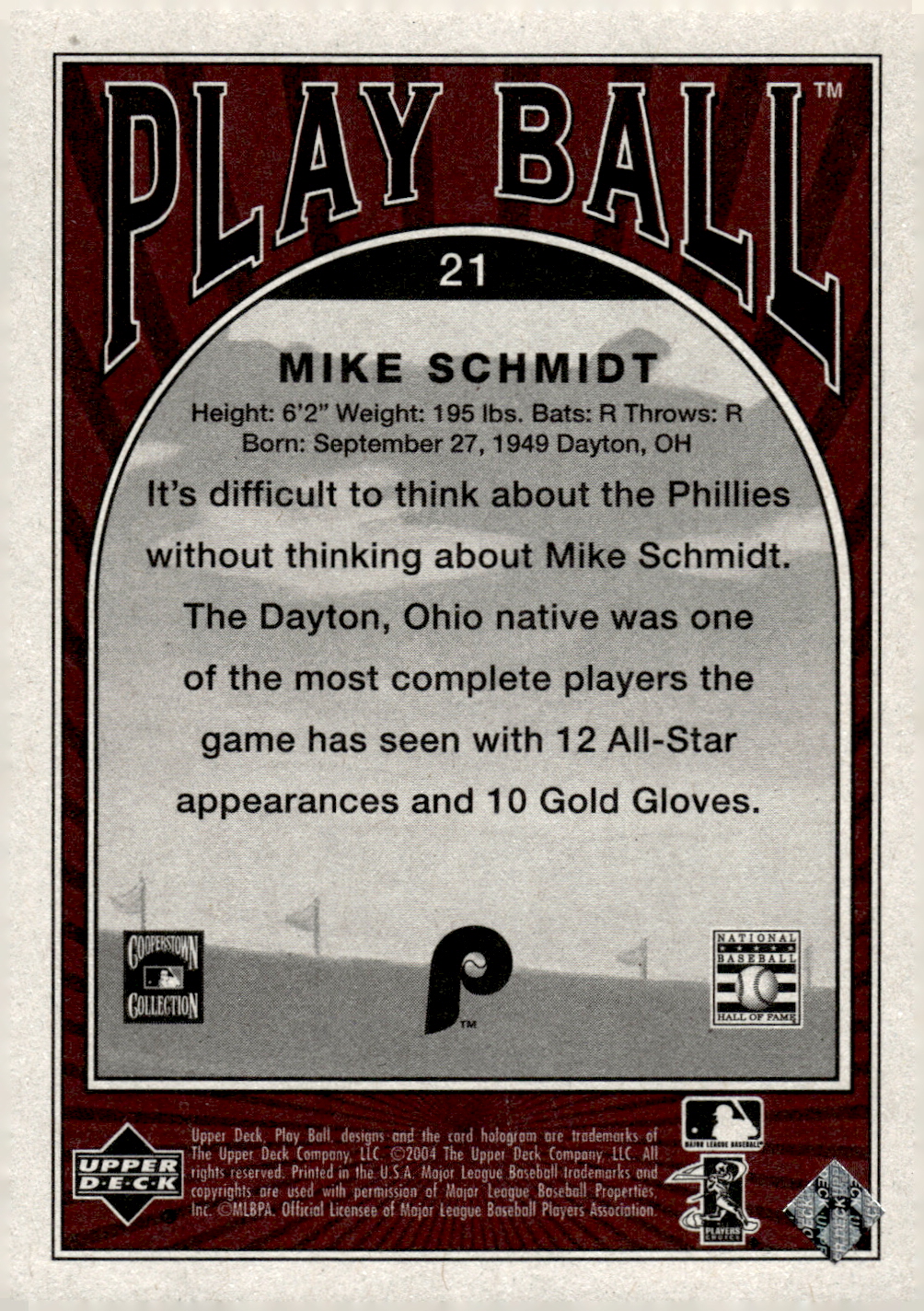 2004 Upper Deck Play Ball Parallel 175 #21 Mike Schmidt back image