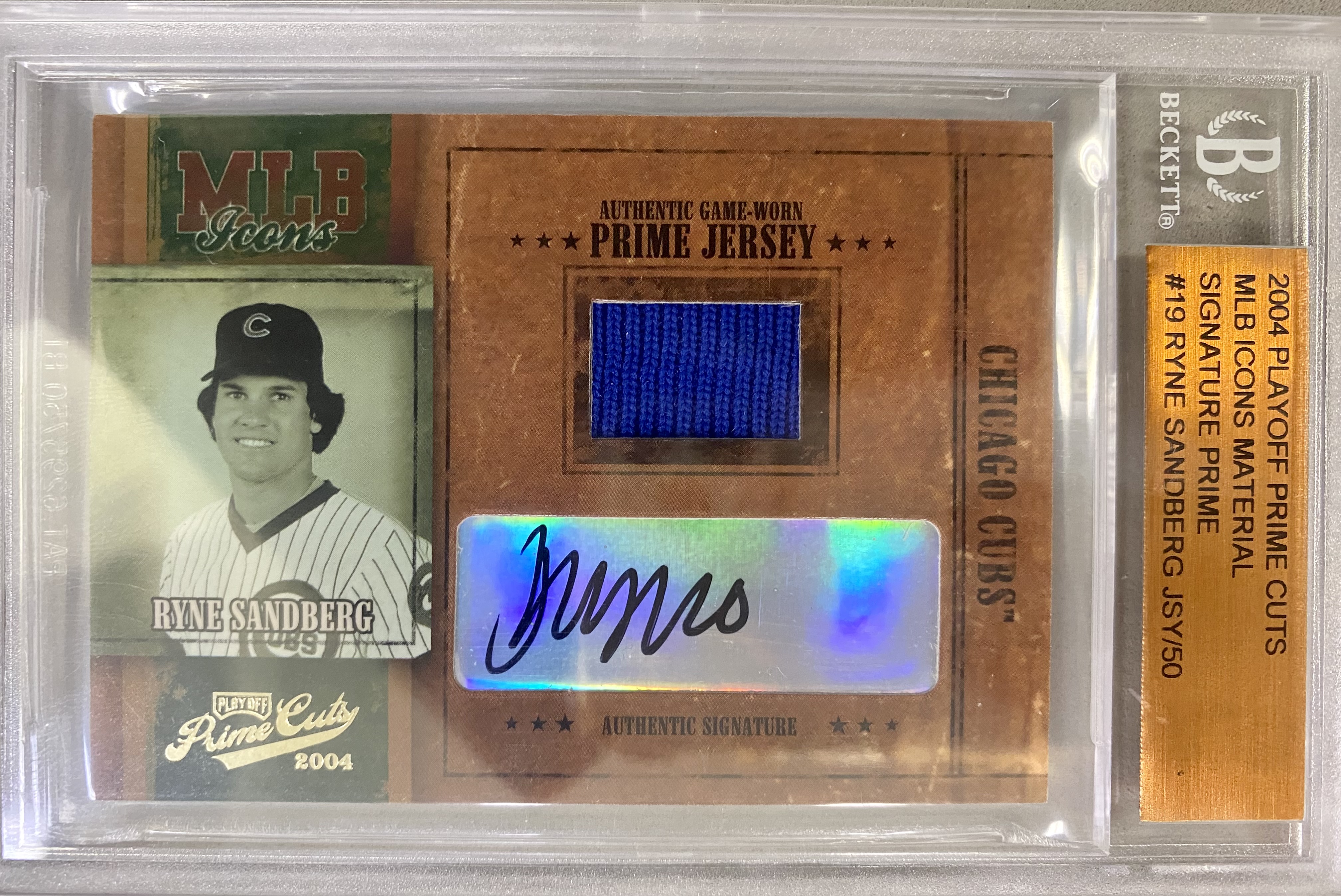 2004 Prime Cuts MLB Icons Material Signature Prime #MLB19 Ryne Sandberg Jsy/50