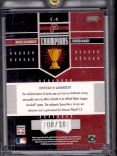 2004 Playoff Honors Champions Jersey Prime #4 Mike Schmidt/10 back image
