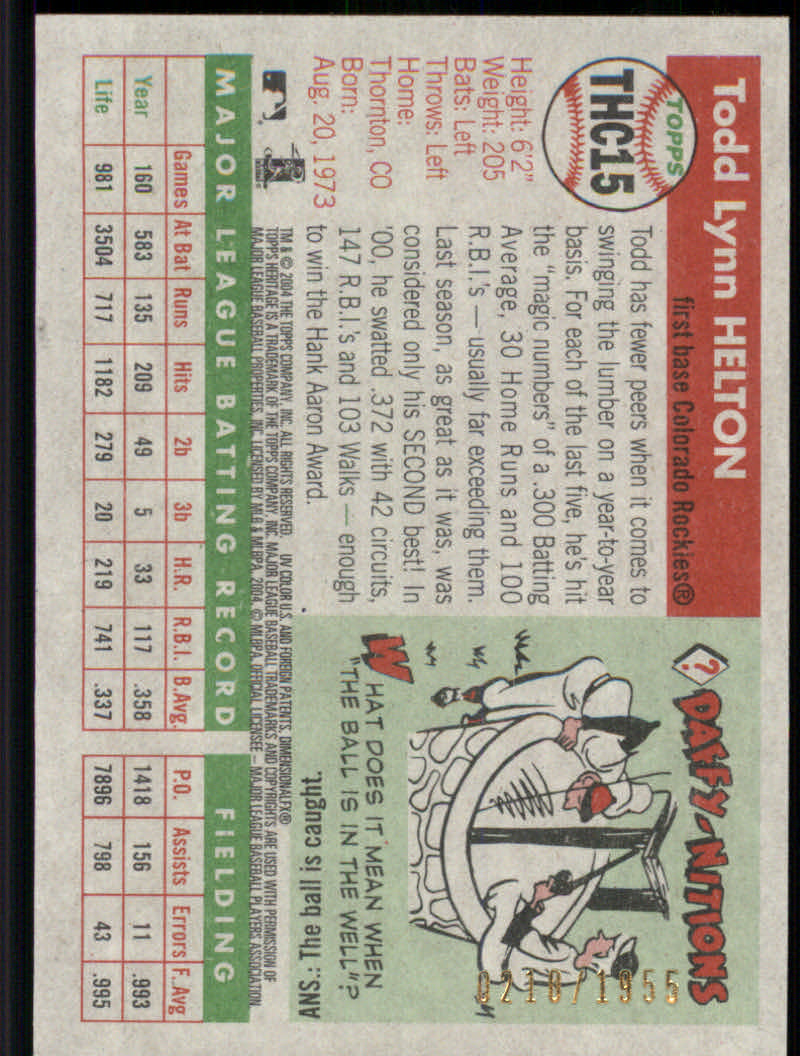 2004 Topps Heritage Baseball "Insert and Insert Parallel" Cards - Picture 27 of 39