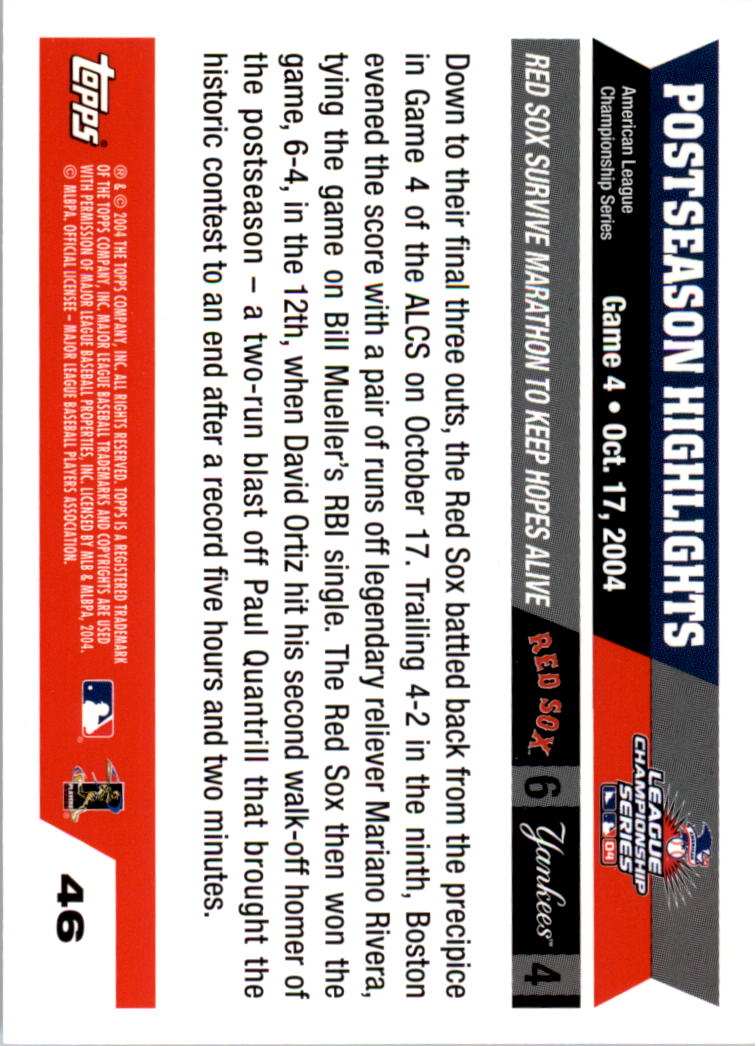 2004 Red Sox Topps World Champions #46 David Ortiz ALCS4 back image