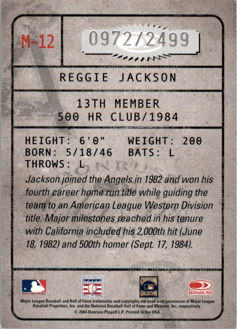 2004 Donruss Classics Membership #12 Reggie Jackson back image