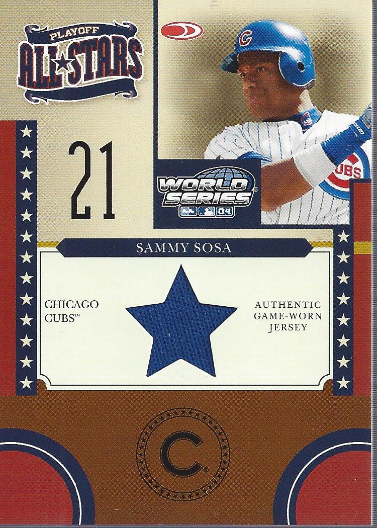 2004 Donruss World Series Playoff All-Stars Material 1 #2 Sammy Sosa Jsy/100
