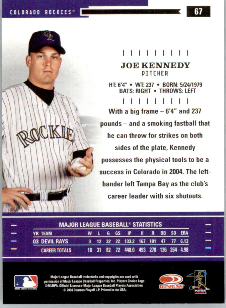 2004 Throwback Threads #67 Joe Kennedy back image
