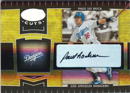 Paul Lo Duca player worn jersey & bat patch baseball card (Los Angeles  Dodgers) 2005 Donruss Diamond Kings #271 LE 11/25