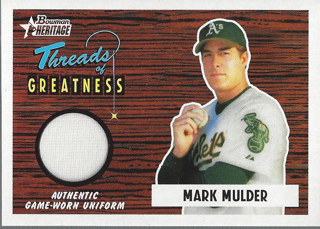 2004 Bowman Heritage Threads of Greatness #MM2 Mark Mulder White Uni F