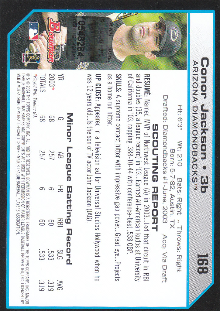 2004 Bowman Baseball "Autogramm und Relikt" Einsatzkarten - Bild 5 von 17