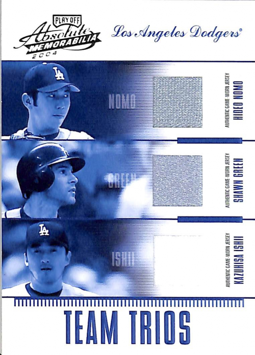 2004 Absolute Memorabilia Team Trio Material #TTR10 Shawn Green/Kazuhisa Ishii/Hideo Nomo
