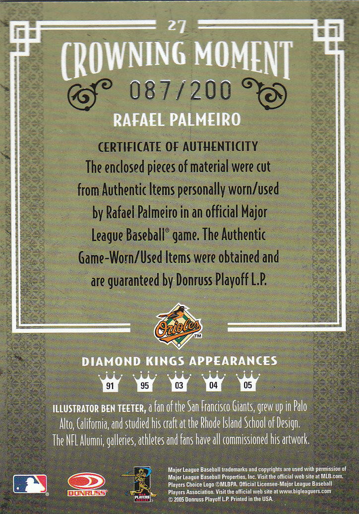 Tarjetas de béisbol Diamond Kings 2005 ""materiales - placas de impresión - autógrafo - Imagen 16 de 16