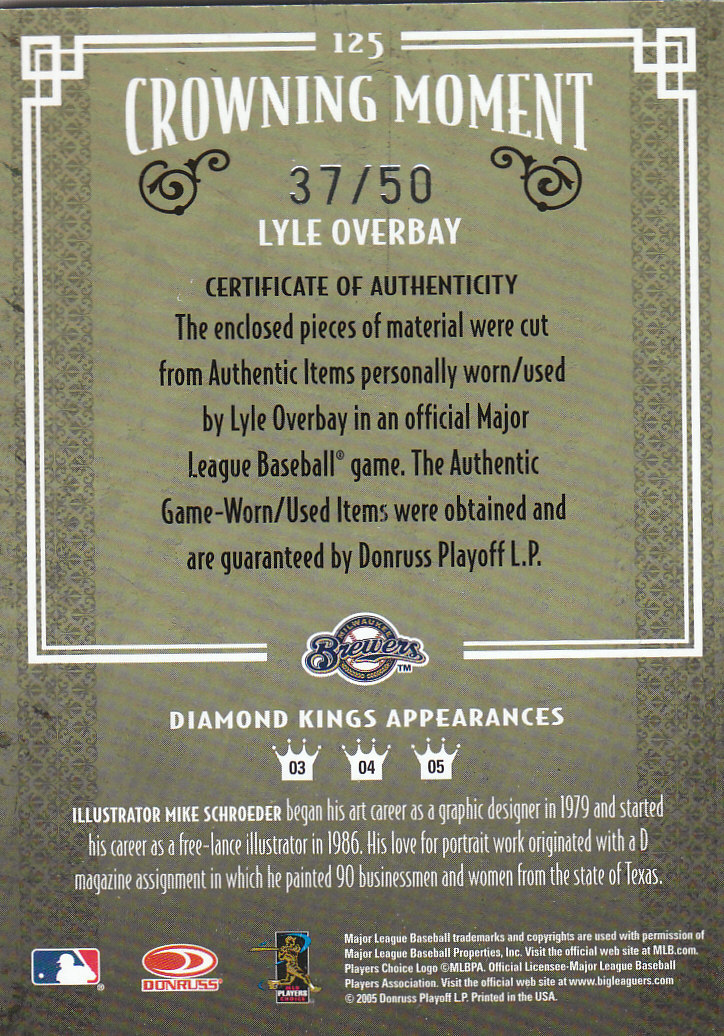 Tarjetas de béisbol Diamond Kings 2005 ""materiales - placas de impresión - autógrafo - Imagen 13 de 16