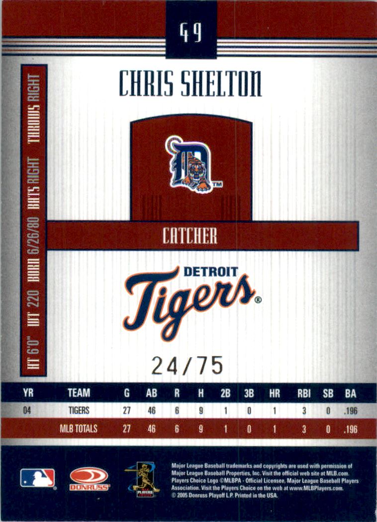 2005 Donruss Signature Century Proofs Silver #49 Chris Shelton back image