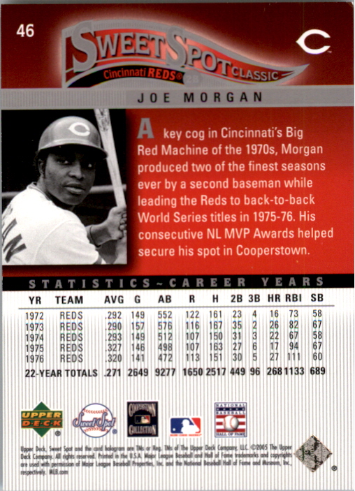 2005 Sweet Spot Classic Silver #46 Joe Morgan